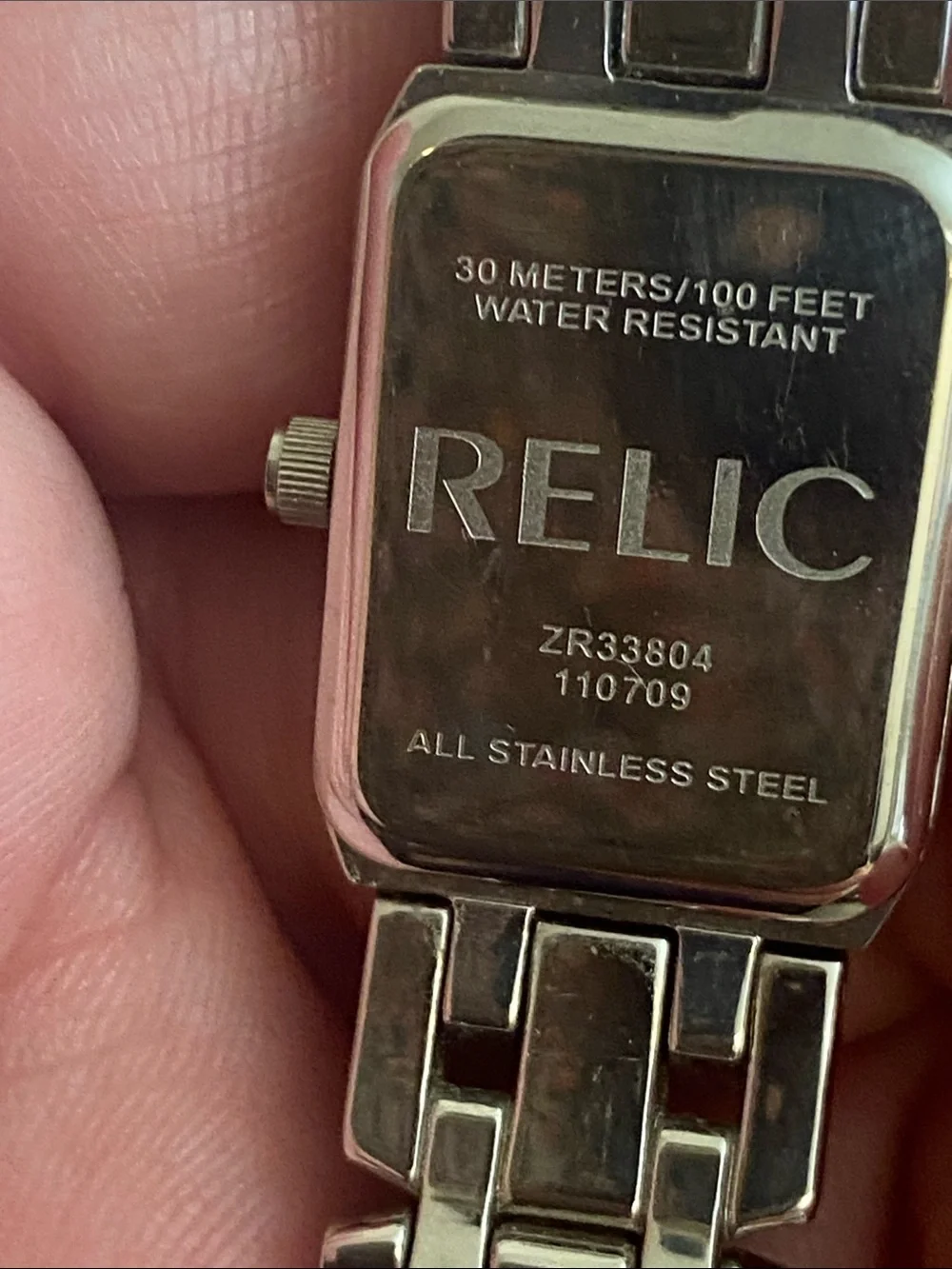 Vintage RELIC STainless Steel & Pave’ Crystal WORKING Watch